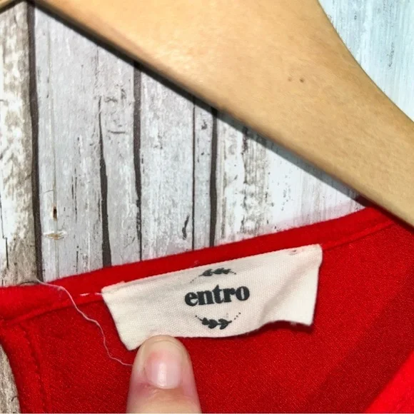 Entro Embroidered Floral Red Blouse - Picture 5 of 7